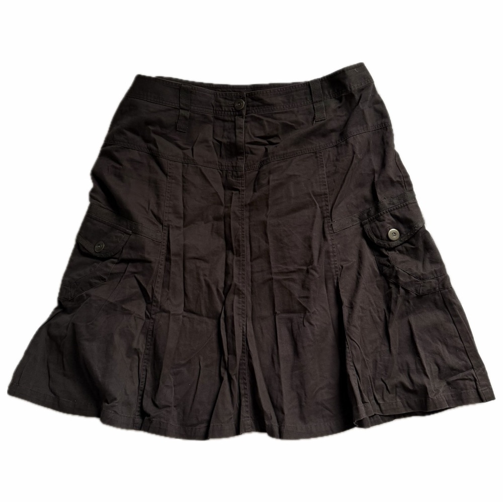 Y2K Brown Cargo Skirt – Encore Size 18 – 100% Cotton Utility Skirt